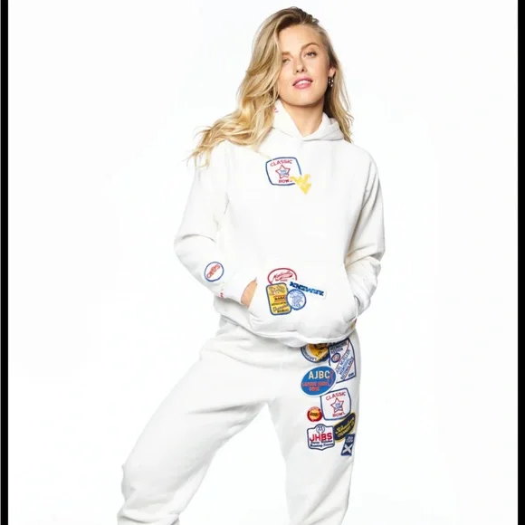 Riley 1880 All Patched Up White Hoodie Pullover Small - Picture 1 of 5